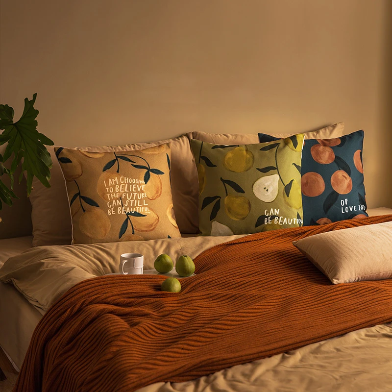 Фруктовый чехол для подушки наволочка с принтом сообщения в скандинавском стиле