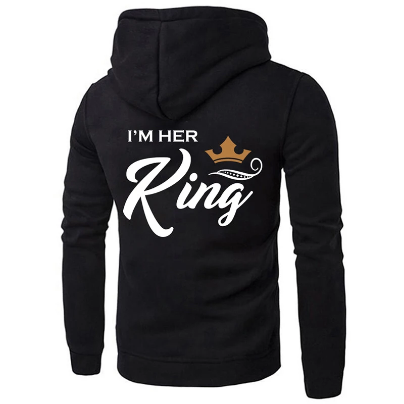 Casual King Queen Letter Women's Clothing Couple Hooded Print Sweatshirt image 5