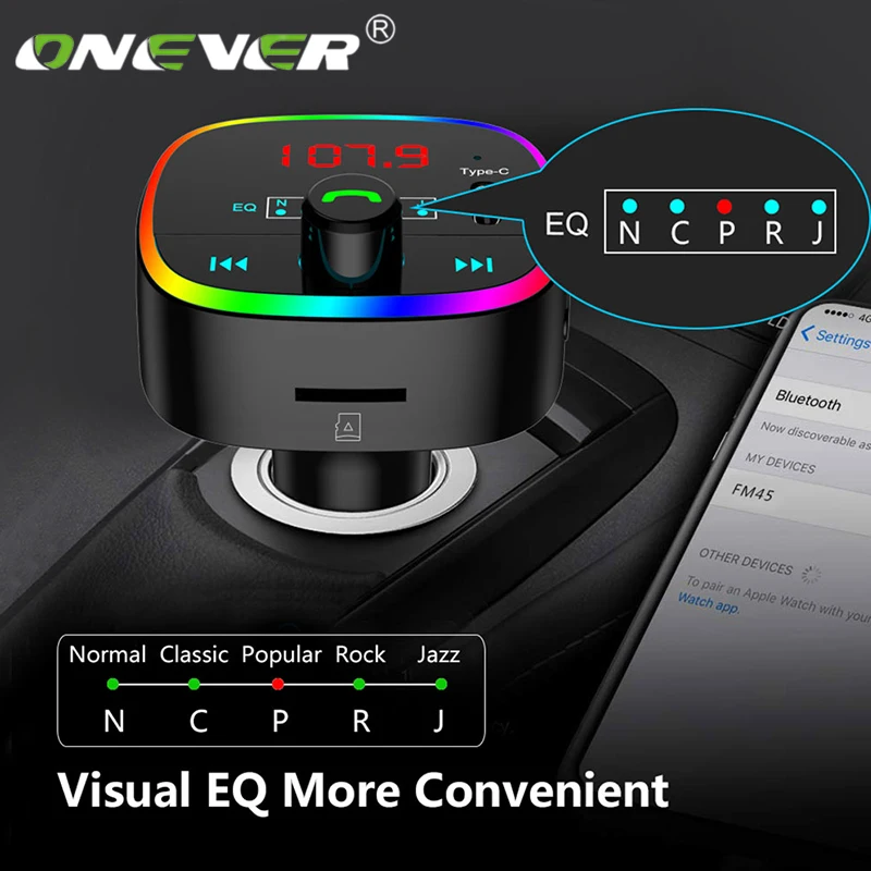 Onever Bluetooth 5 0 FM передатчик автомобильный комплект MP3 модулятор плеер Handsfree аудио