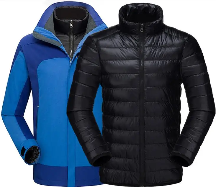 Мужской и женский зимний пуховик ветрозащитный теплый лыжный костюм альпинизм