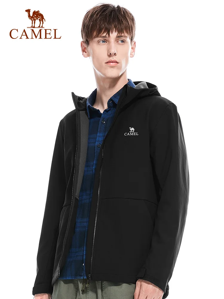 

CAMEL Outdoor Soft Shell Jackets Mens Autumn Winter Waterproof Windproof Jacket Trekking Hiking Hooded Jacket Warm Coats Male