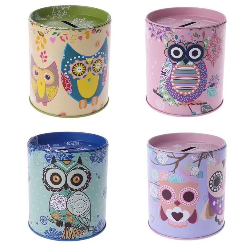 Копилка в стиле ретро креативная металлическая жестяная виде совы копилка для