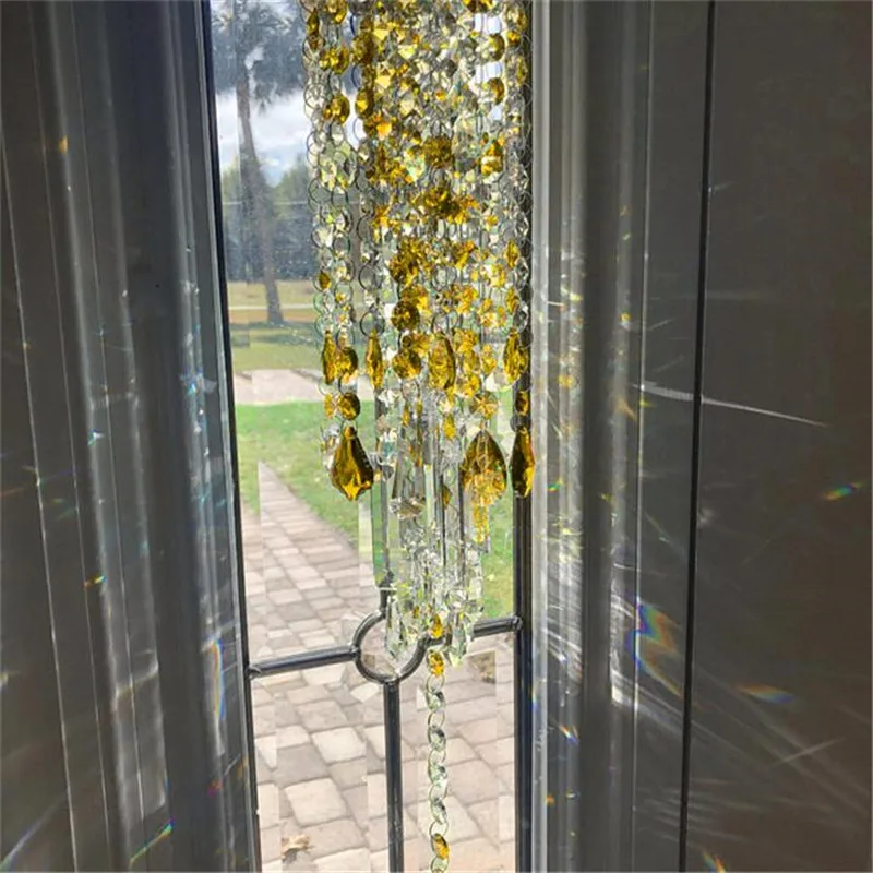 

Crystal Wind Chimes Outdoor Large Crystal Prisms Hanging Suncatcher Rainbow Chaser Window Pendant Home Decor Gifts