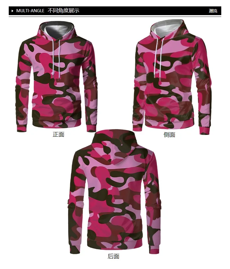 

New Fashion 3D Printed hoodie men's 2020 autumn and winter red camouflage 3D printed hoodie men's team sweatshirt