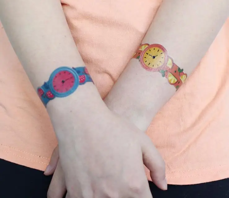Милые наручные часы 10 листов стильная временная татуировка наклейка в картонной