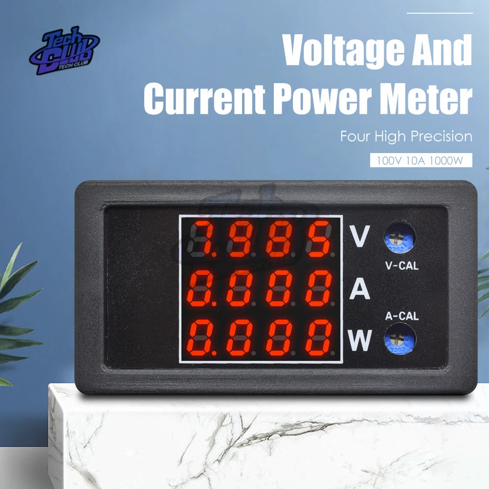 Вольтметр Амперметр Мощность метров тестер DC 100V 10A 1000W 4-разрядный цифровой Дисплей высокой точности Напряжение ток Мощность метр
