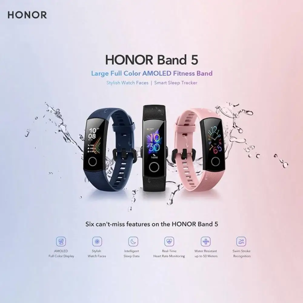 【Global version】 Huawei Band 5 Смарт-браслет AMOLED пульсометр фитнес сон Плавание Спорт