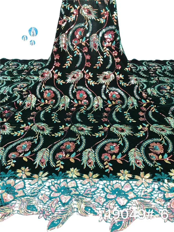

Beautiful Soft Velvet Cloth With Sequins African Velvet Lace Fabric With Cord lace PVZ42(5Yards/Lot)