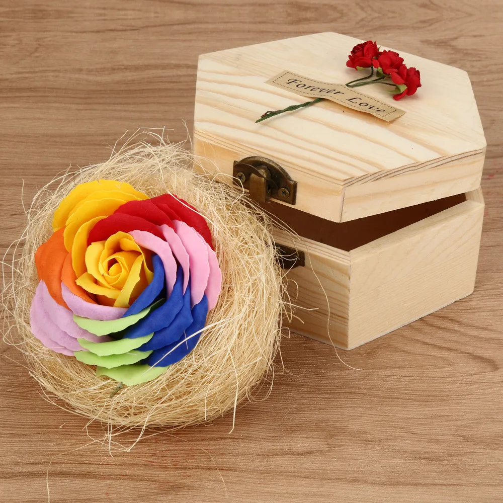 Оптовая продажа 15 видов цветных консервированных роз с деревянной подарочной