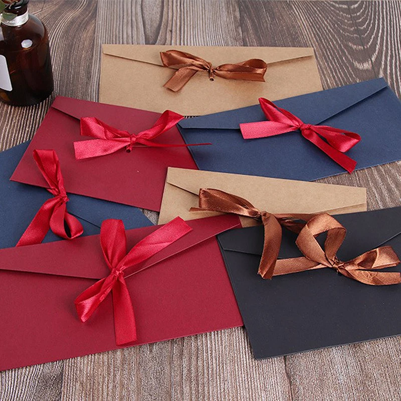

10pcs Classic Retro Multicolor tie Pearl paper envelopes on Kraft for wedding