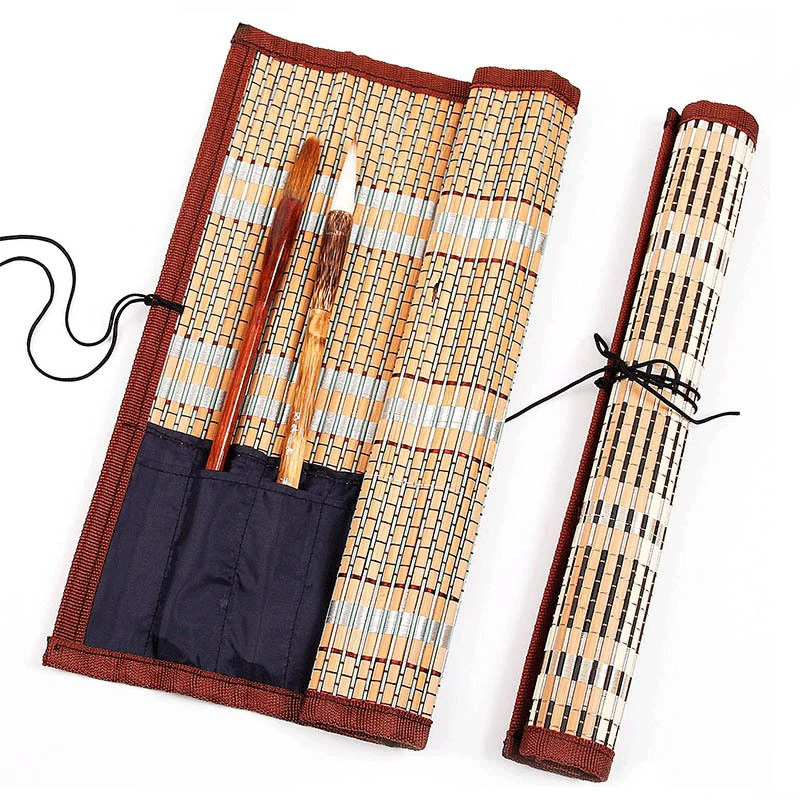 

7 Holes Canvas Roll Up Pencil Bag Pen Curtain Case Makeup Wrap Holder Storage Pouch School Supplies