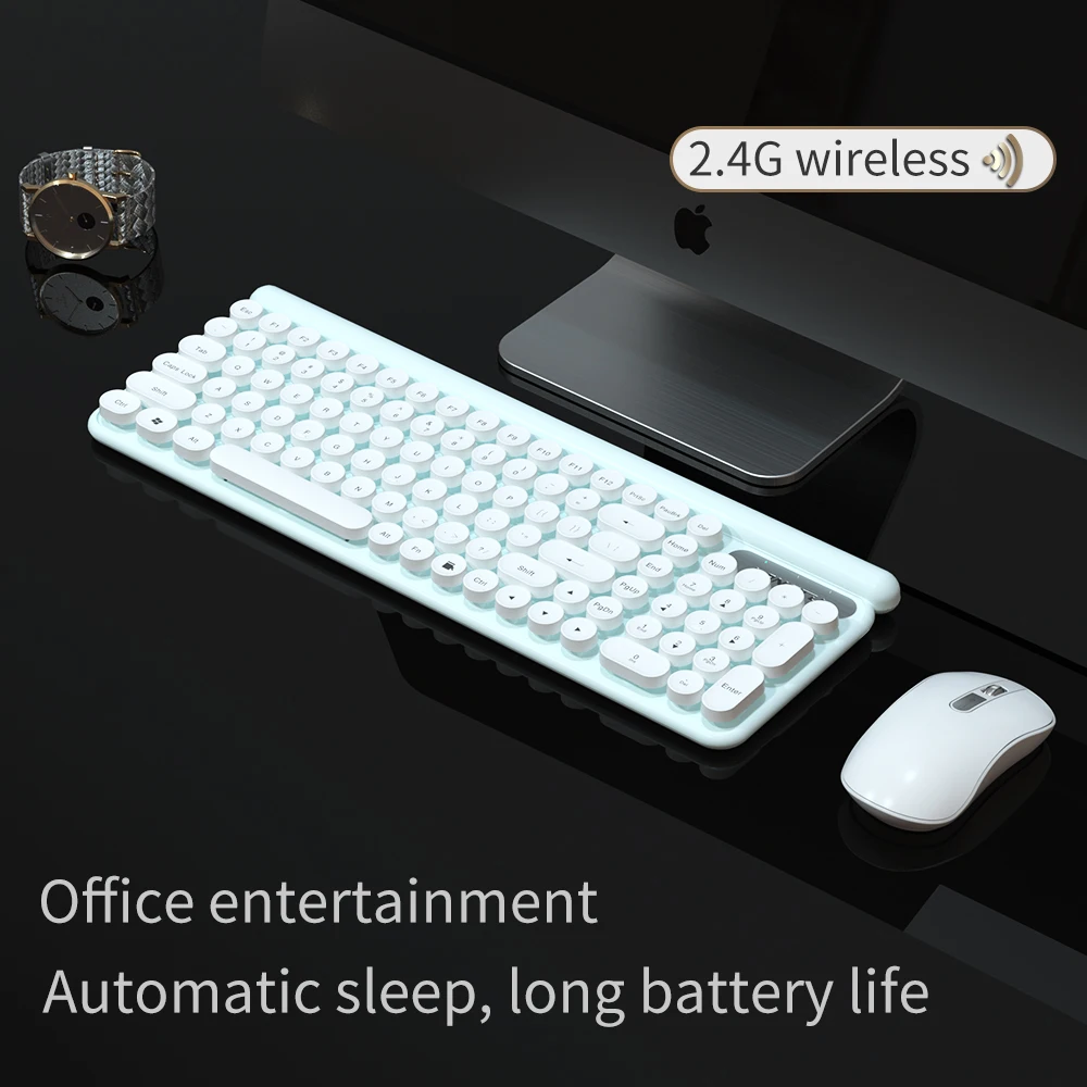 

LT400 2.4GHz Wireless 104-key Fashionable Comfortable Waterproof Grip Ergonomic Gaming Keyboard and 1600DPI Silent Mouse Combo