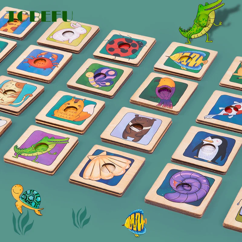 Новый деревянный 3D-пазл пазлы с животными подходящие к коже найдите игру Тень