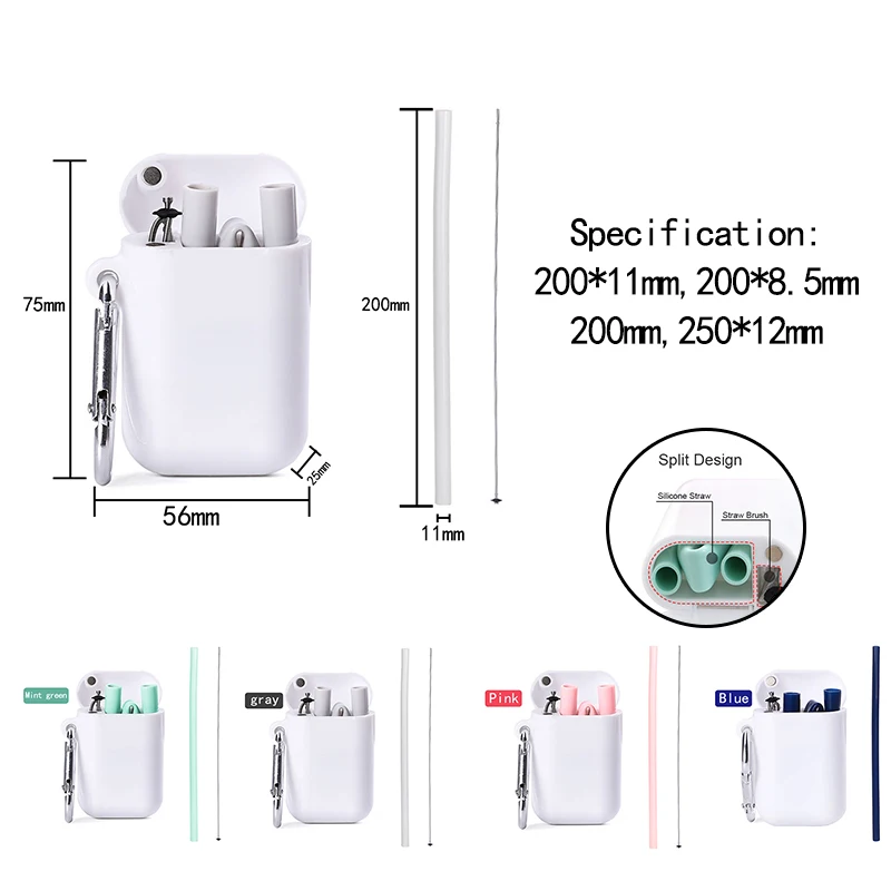Складные питьевые соломинки для вечеринок офиса путешествий с чистящей щеткой