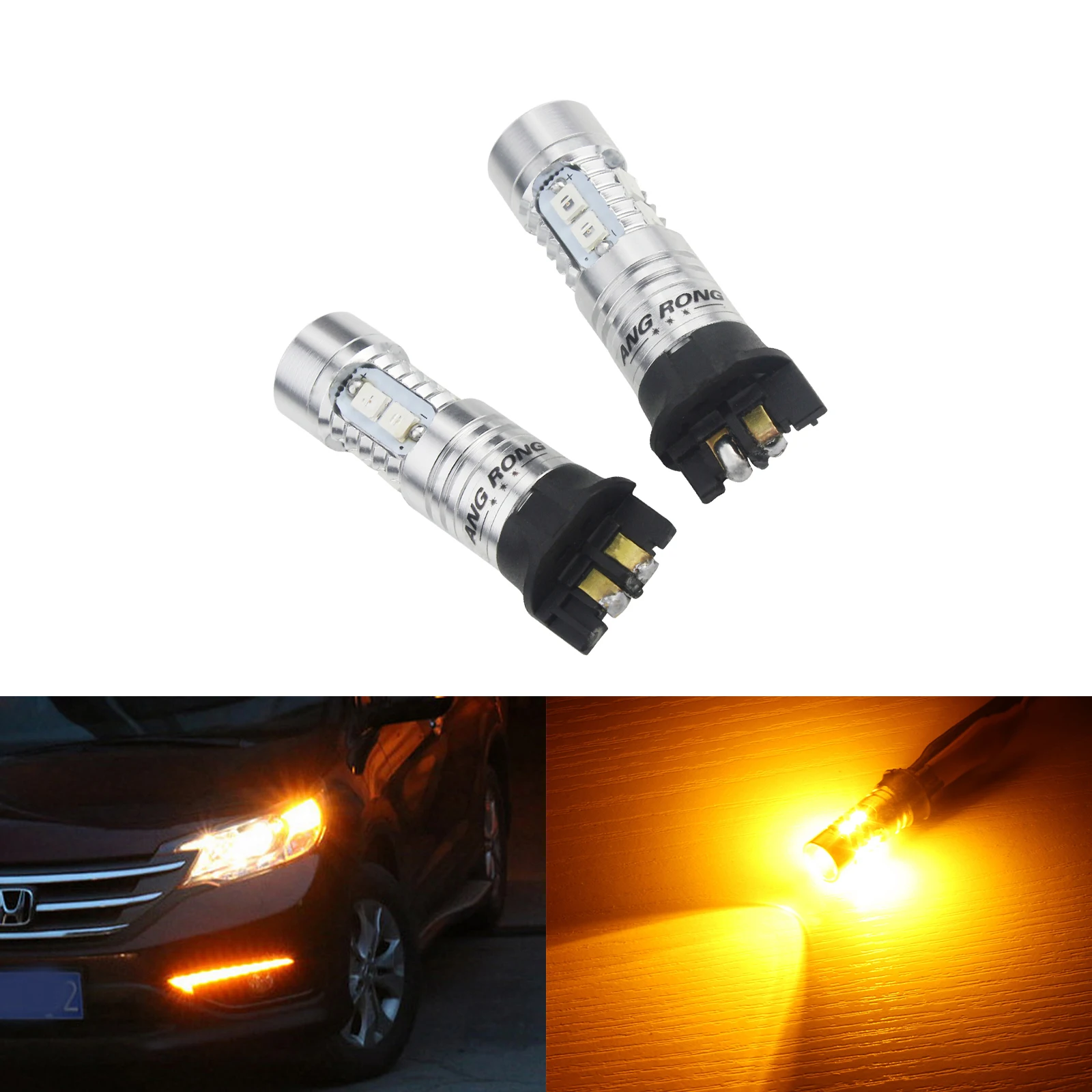 ANGRONG 2x желтый Canbus PW24W PWY24W светодиодный сигнал поворота DRL Для Audi BMW VW Peugeot Ford Fusion Volvo