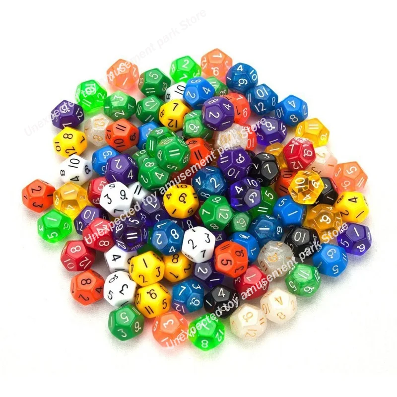 

10pcs 12 Sided Dice D12 Polyhedral Dice Family Party D&D RPG Board Game Accessories Pub Club Game Acrylic Dice Casual toys gift