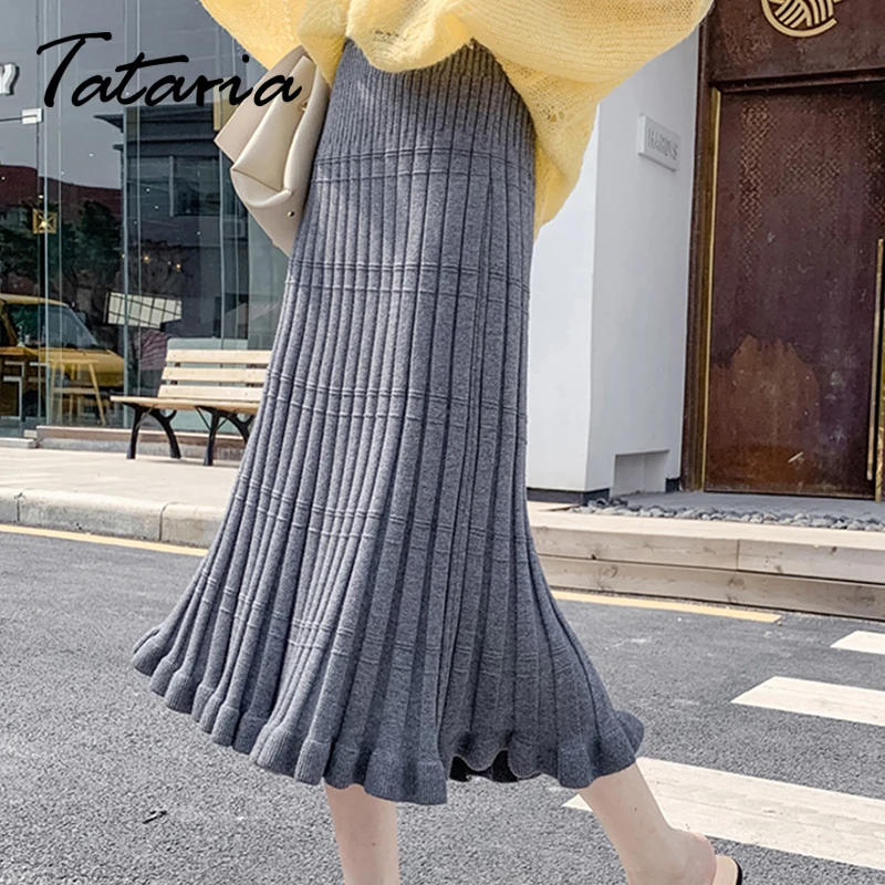 Юбка Tataria Женская трикотажная элегантная теплая длинная юбка с завышенной талией