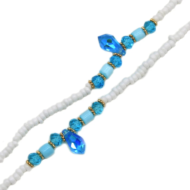 

Blue Crystal Beads White Acrylic Beaded Eyeglasses Chain Reading Glasses Rope Sunglasses Strap Cord Holder Neck Band Accessories