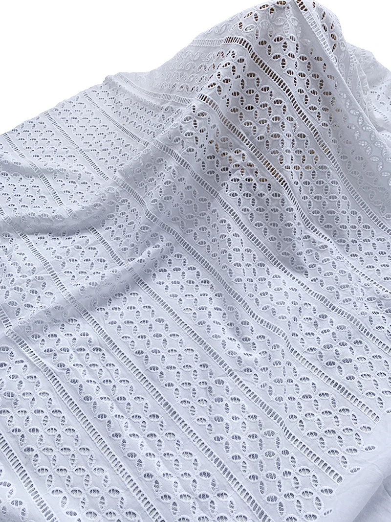 Чистый белый шнур хлопковая кружевная ткань для летнего платья швейная швейной