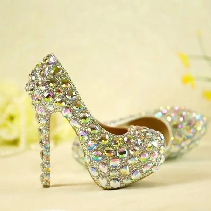 Стразы свадебные туфли на высоком каблуке для невесты фото обувь подружки