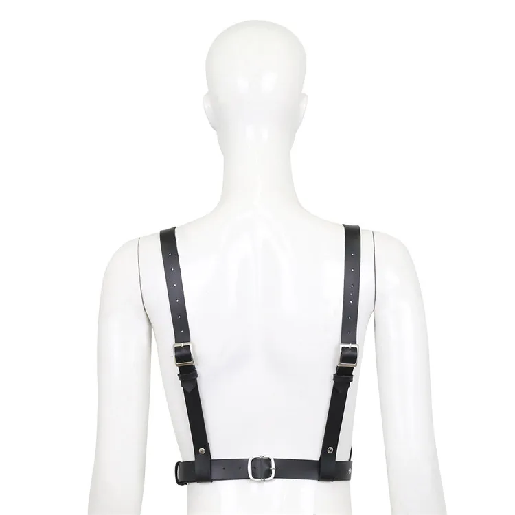 

Woman Sexy PU Leather Harness Body Bondage Sexy Harajuku Handmade Punk Rock Goth Belts Fetish Cage Bra Adult Games Flirt Wear