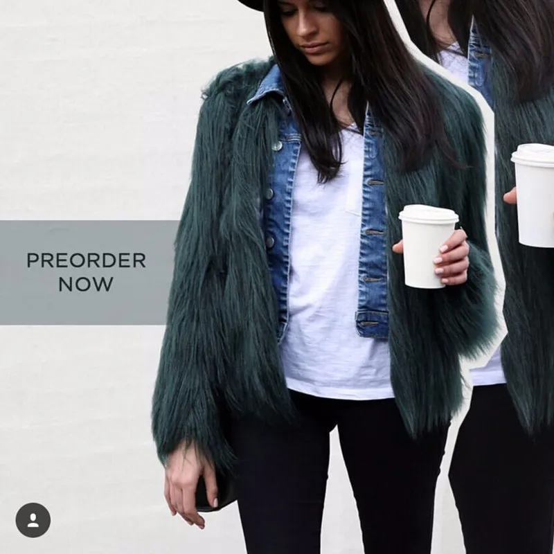 

2020 Fluffy Faux Fur Coat Women Winter Streetwear O Neck Fashion Colored Short Fake Fur Jacket Big Size Outerwear 6xl