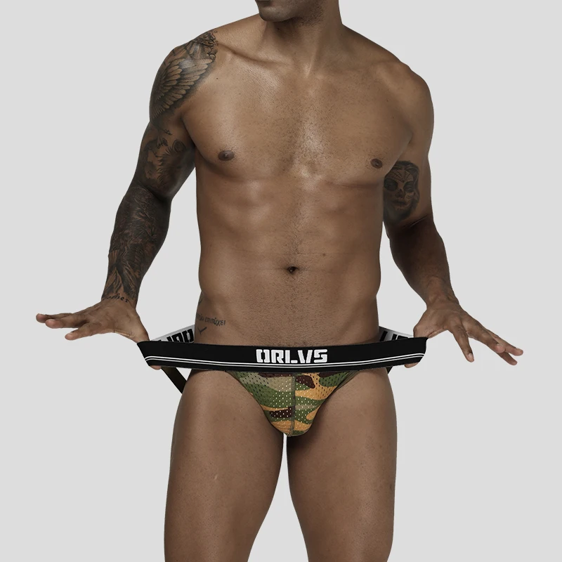 ORLVS Брендовое Мужское нижнее белье мужские стринги дышащие трусы Cueca tanga hombre