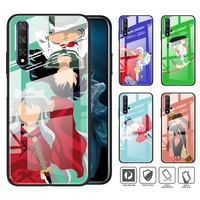 tempered glass cover cute anime inuyasha sesshoumaru for huawei honor 30 20 10 9x 8x lite pro plus shockproof phone case
