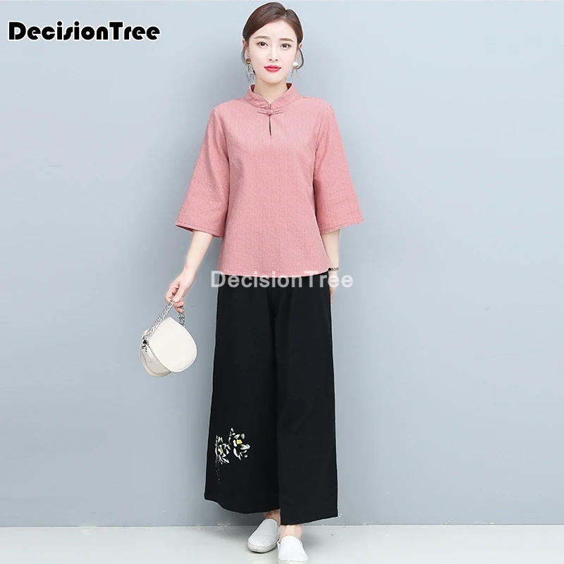 2021 китайские топы с брюками женские Традиционный китайский язык костюм hanfu tang в