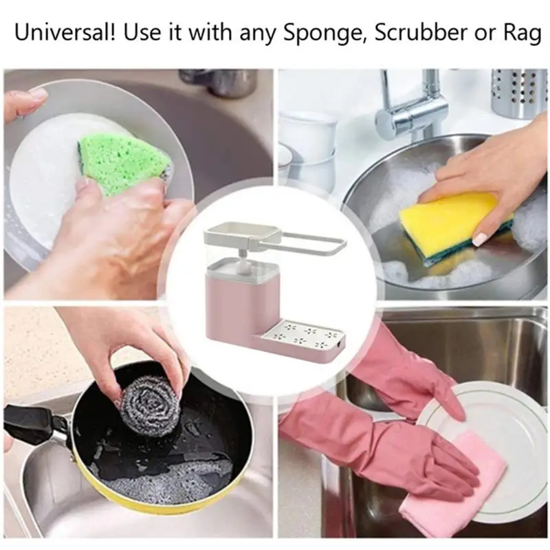 Дозатор жидкого мыла с держателем для губки дозатор насоса контейнер вешалка