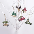 3 шт.компл. деревянная подвеска в виде лося, рождественские украшения для дома, новогодний подарок, украшения для автомобиля на рождественскую елку