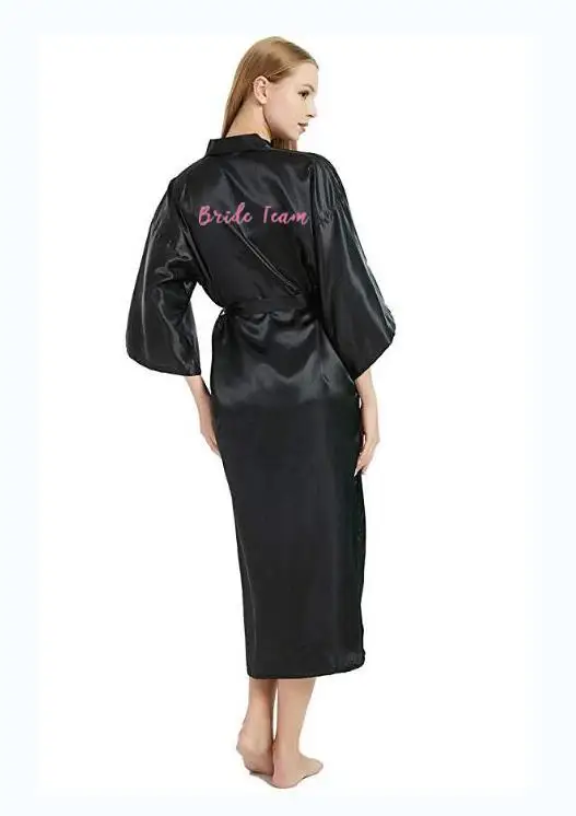 Халат кимоно Женский Длинный атласный Шелковый Свадебный халатик для невесты и