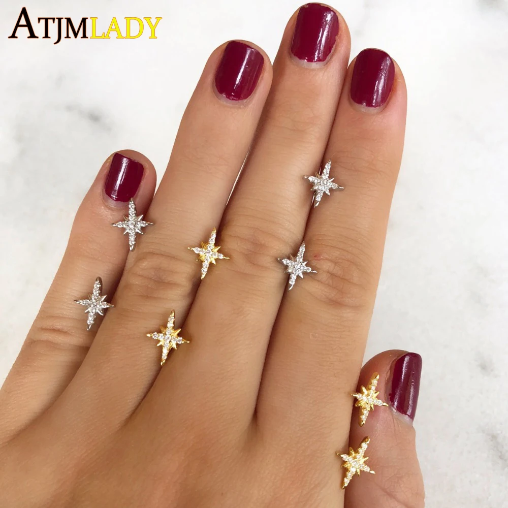 Золотое покрытие Минимальный Нежный CZ вымощенное милые маленькие серьги