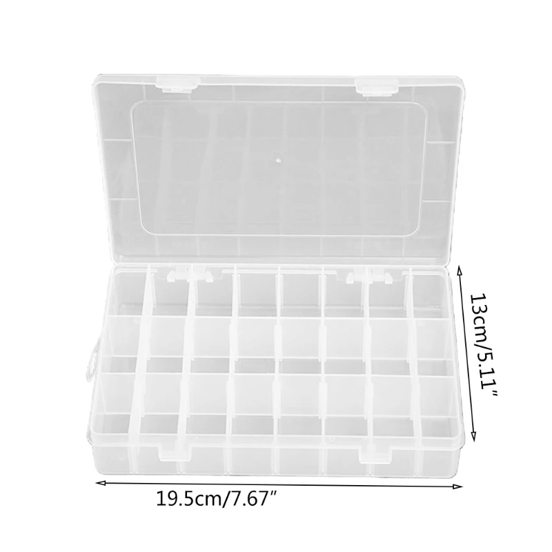 

Multi Compartment Clear Storage Box Jewelry Beads Organizer Container Boxes 28GF