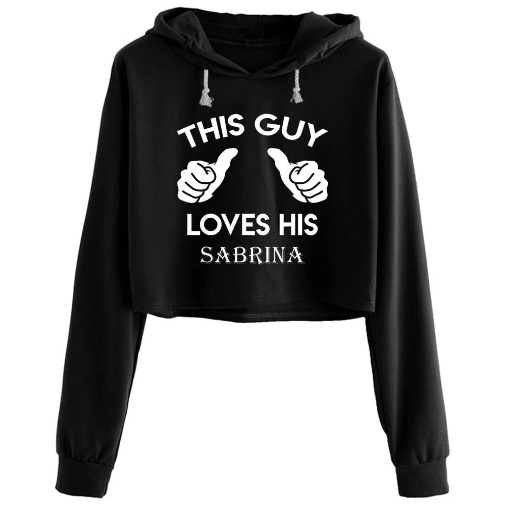 

This Guy Loves His Sabrina Valentine Anniversary 2 Crop Hoodies Women Emo Aesthetic Kpop Korean Pullover For Girls