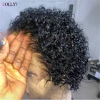 Парик Lolly с глубокой волной 13x4 150%, бразильские прозрачные передние парики из человеческих волос, предварительно выщипанные парики без повреждений из человеческих волос для черных женщин