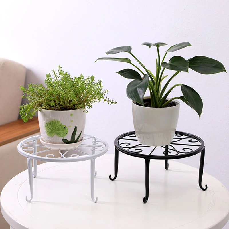 

Metal Plant Stand Indoor Modern Wrought Iron Planter Stands Outdoor Patio Gardern Flower Pot Round Display Holder Rack