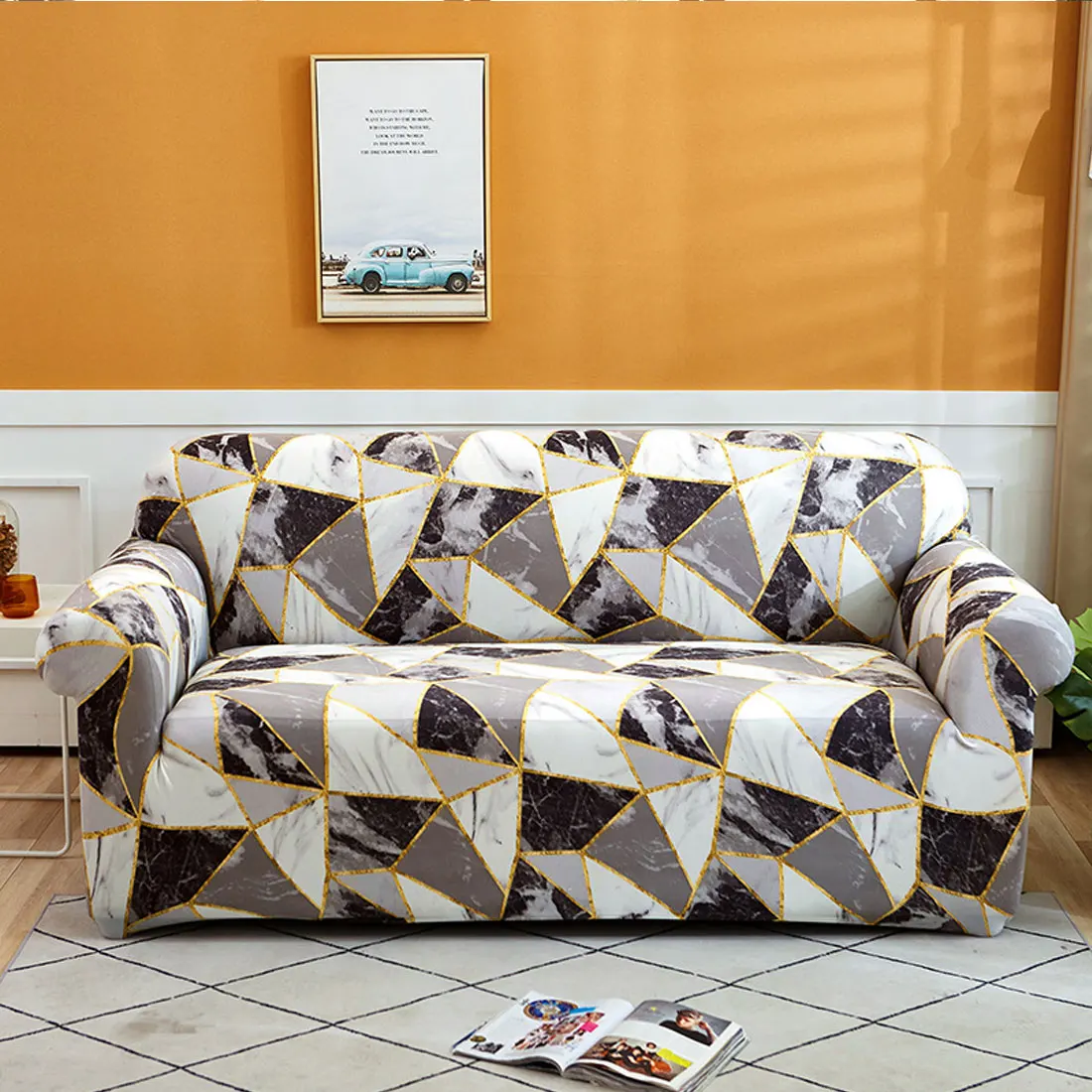

Printing Stretch Plaid Sofa Slipcover Elastic Sofa Covers for Living Room Corner Couch Cover Sectional Armchair Cover Home Decor