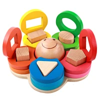 wooden geometric blocks educational matching game toys for kids preschool shape color sorting stacking geometric blocks baby toy