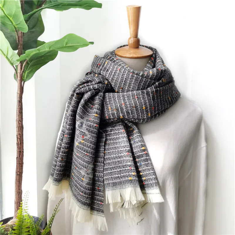 

Fashion Yarn Jacquard Winter Scarf Weave Women Cashmere Warm Pashmina Foulard Female Scarves Thick Soft Bufanda Shawl Wraps