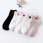 Носки женские короткие с красным сердцем, милые мягкие хлопковые носки для колледжа, хит продаж, 10 шт. = 5 пар, лето-осень
