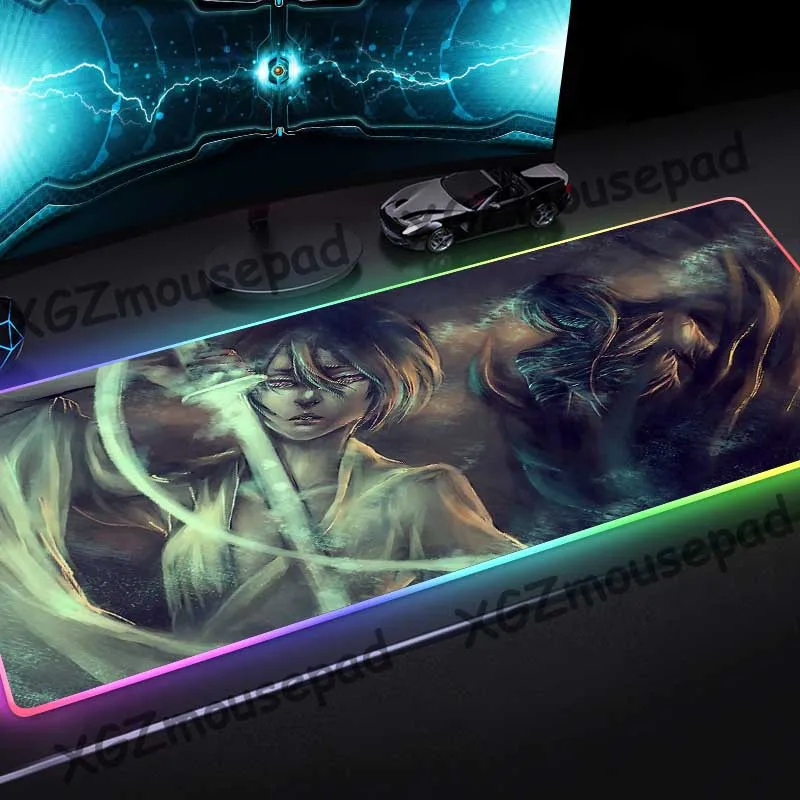 

Коврик для мыши XGZ с рисунком аниме Блич Kuchiki Rukia HD, большой, RGB, с Черным Замком, для офиса, компьютера, стола, резиновый, нескользящий, Xxl