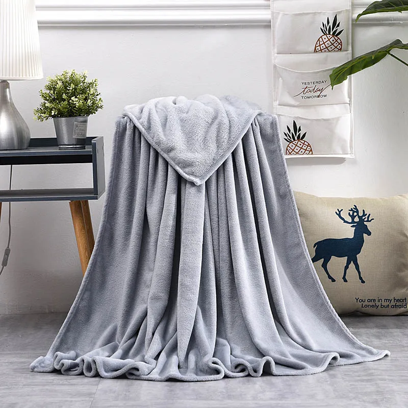 grey Однотонное желтое, розовое зимнее теплое кофейное, зеленое, верблюжье одеяло для дивана, покрывало для путешествий, постельные принадлежности - Color: grey