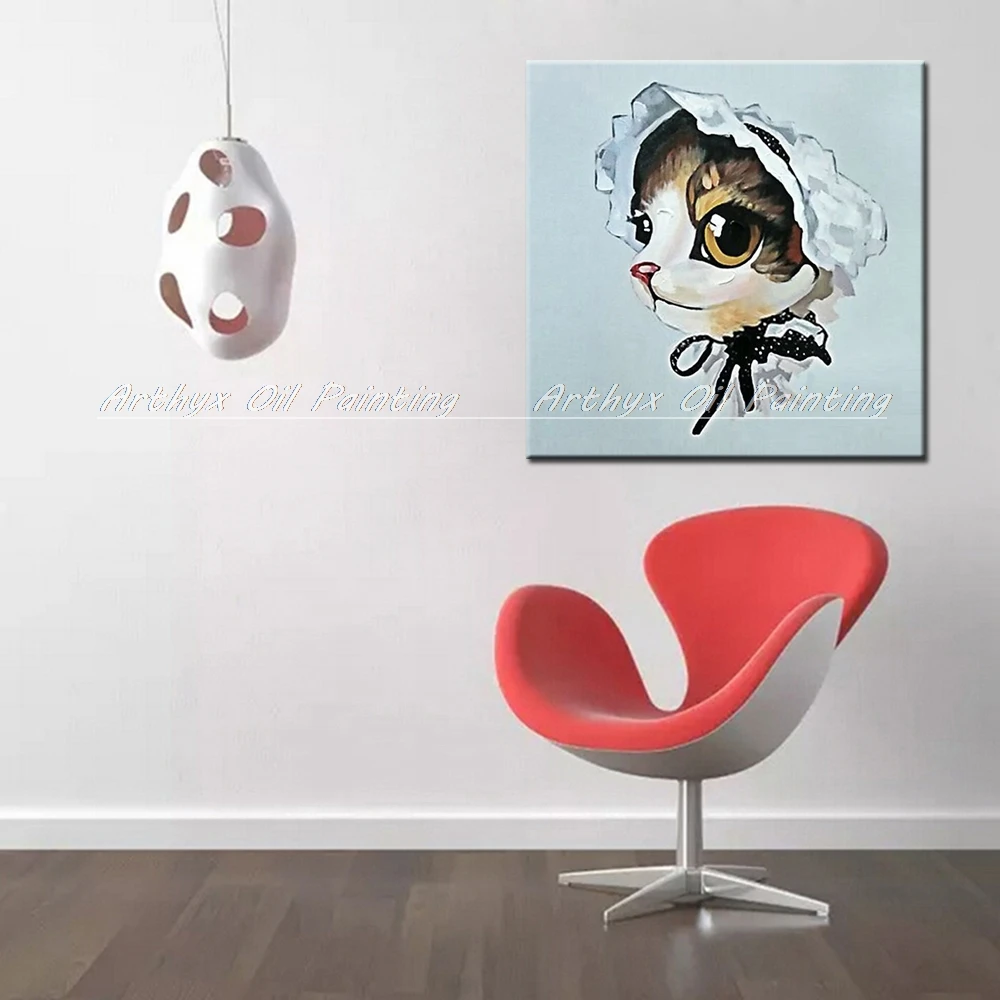 Картины Arthyx ручная роспись мультяшный Кот животные картины маслом на холсте
