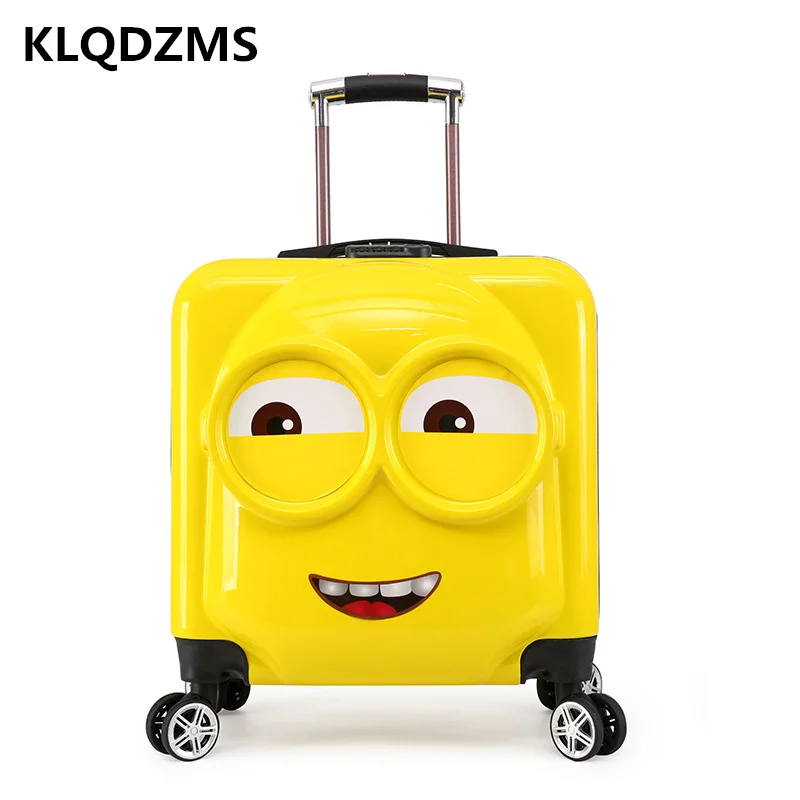 KLQDZMS 18 Inch Child Spinner Rolling Luggage Children's Trolley Case Cute Cartoon Knapsack Kids Suitcase Waterproof