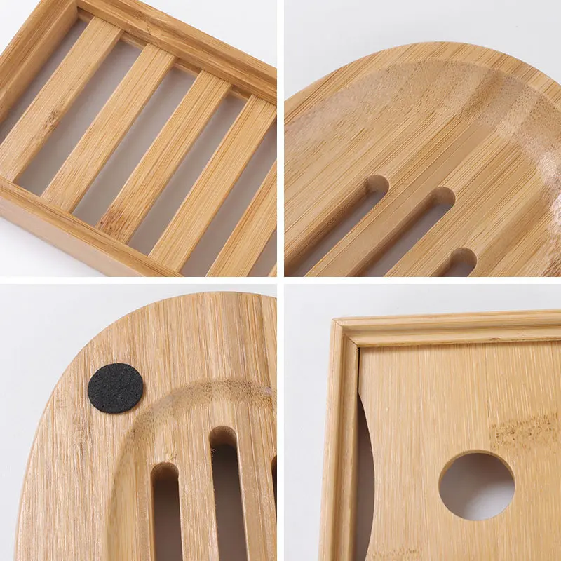 

Wooden Soap Dishes Bamboo Soap Tray Holder Soap Rack Plate Box Container Portable For Home Bathroom