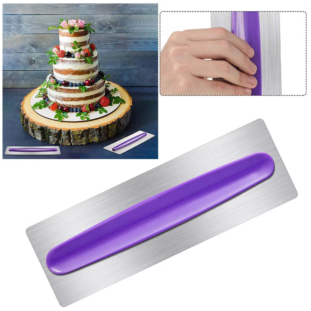 

Stainless Steel Cake Smoother Scraper Non-slip Handle Butter Cream Polisher Pastry Baking Tool Fondant Cake Smoothing Shape Deco