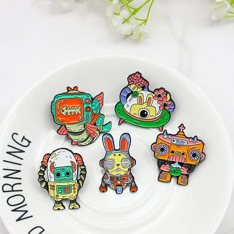 Модная необычная брошь в виде кролика-робота из сплава увеличенная забавная