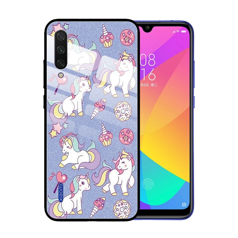 Cute Unicorn Glass Case Cover for Xiaomi Mi Note 10 Pro 9 9T CC9 CC9E SE 8 Lite Mix 3 A3 A2 A1 6X POCO F1 No.531 | Мобильные
