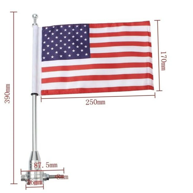 

1PC Pole America Mount Flag USA/UK Black/Silver Motorcycle Motocross Luggage Rack Flag Hot Sale